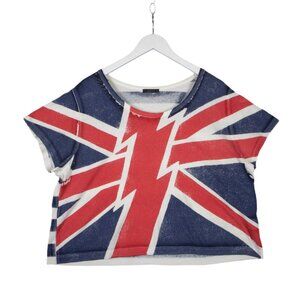 Candy Stripper Union Jack Striped Tee Womens Medium